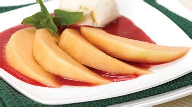 sliced-cantaloupe-with-fresh-strawberry-sauce-thrifty image