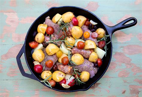 skillet-roasted-chicken-potatoes-sausages-italian image
