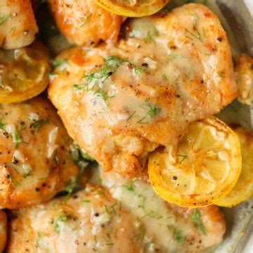 skillet-lemon-dill-chicken-thighs-recipe-damn-delicious image