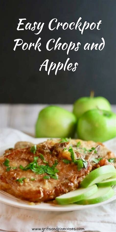 easy-crock-pot-pork-chops-with-apples-recipe-grits-and image