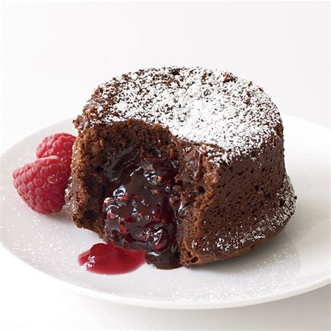 molten-chocolate-cake-with-raspberry-filling-food image