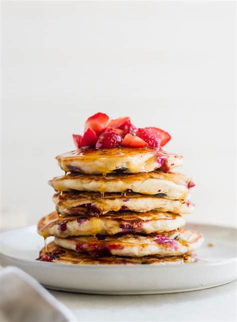 vegan-banana-pancakes-with-berries-oil-free-running image