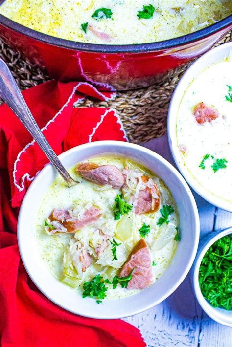 keto-creamy-sauerkraut-soup-with-kielbasa-hearty image