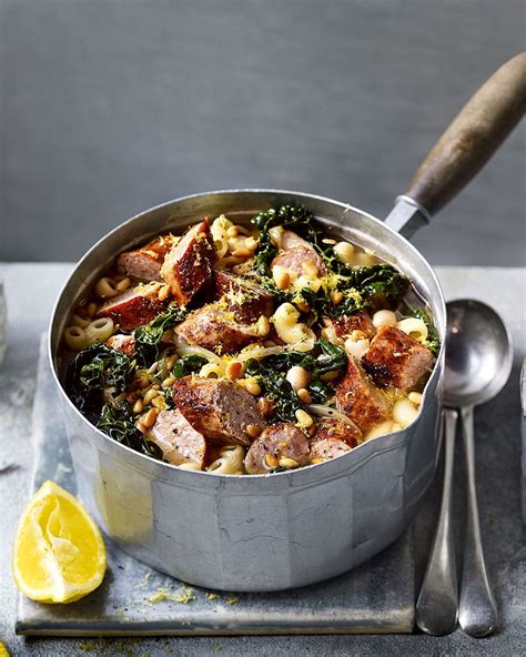 sausage-soup-with-greens-recipe-delicious-magazine image