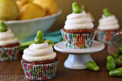 pear-cupcakes-with-honey-buttercream-sugarhero image