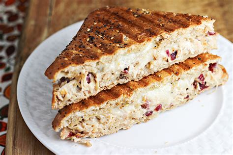 leftover-turkey-salad-panini-sandwich-with-cranberries image