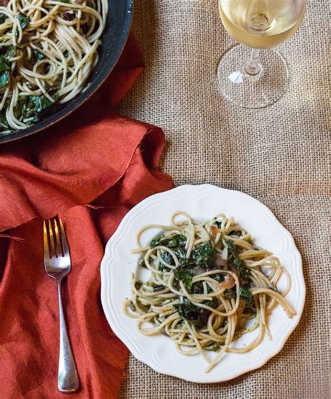 spaghetti-with-beet-greens-and-basil-pesto-lettys-kitchen image