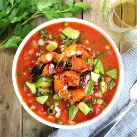 classic-gazpacho-with-spicy-grilled-shrimp image