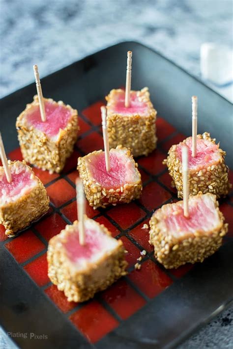 sesame-seared-ahi-tuna-bites-recipe-plating-pixels image