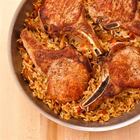 pan-seared-pork-chops-with-dirty-rice-americas-test image