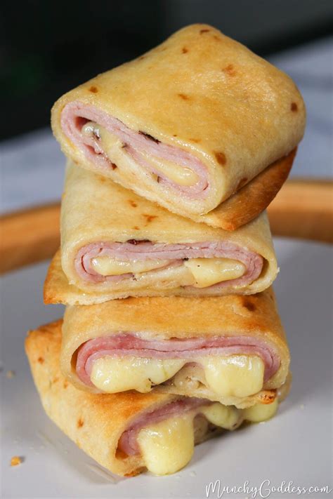 easy-air-fryer-hot-ham-and-cheese-wraps-munchy image