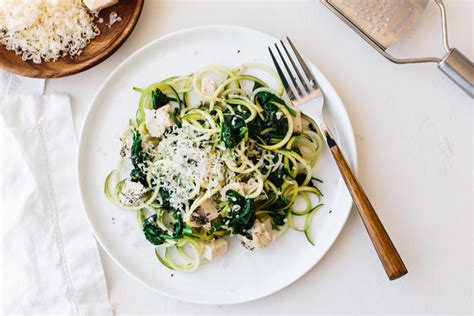 zucchini-noodles-with-chicken-spinach-and-parmesan image