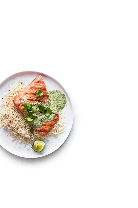 salmon-with-coconut-lime-cilantro-sauce-sunset image