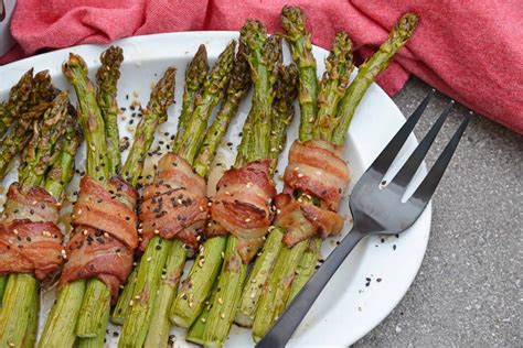 honey-garlic-bacon-wrapped-asparagus-savory image