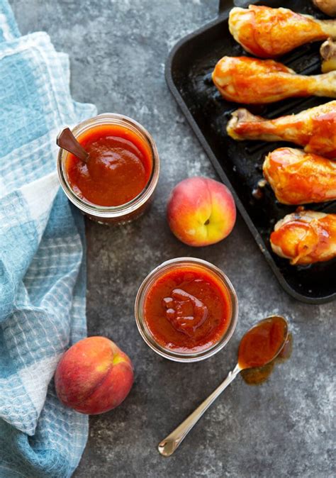 chipotle-peach-bbq-sauce-whole-and-heavenly-oven image