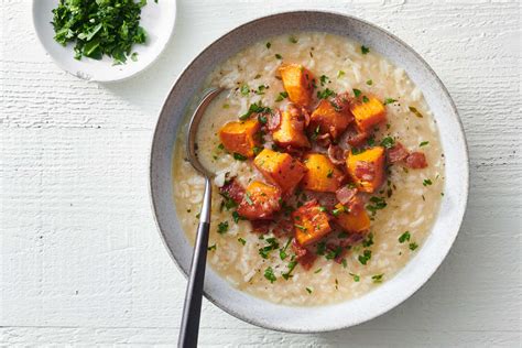winter-squash-and-rice-soup-with-pancetta image