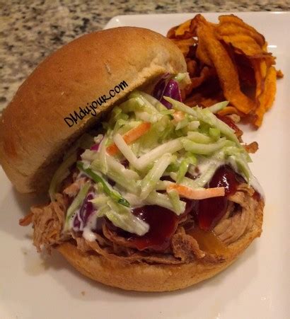 slow-cooker-bbq-pulled-pork-sandwich-with-broccoli-slaw image