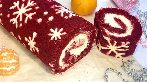 red-velvet-roll-with-snowflakes-youtube image
