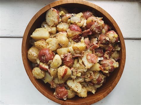 warm-potato-salad-with-leek-and-bacon-the-apron image
