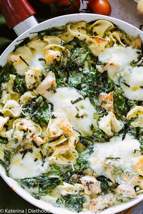 easy-creamy-chicken-pesto-tortellini-recipe-diethood image