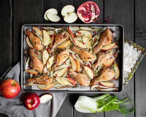 apple-fennel-chicken-sheet-pan-dinner-produce image