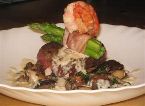 ostrich-steaks-with-prawns-and-a-roasted image