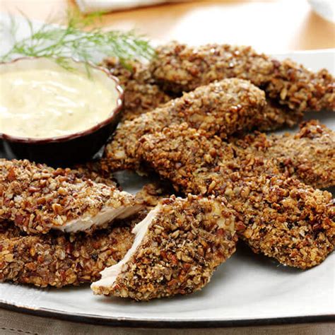 pecan-chicken-tenders-with-dill-mustard-dipping-sauce image
