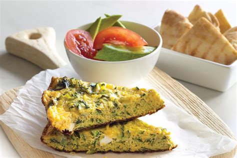 courgette-mint-and-feta-omelette-with-pita-wedges image