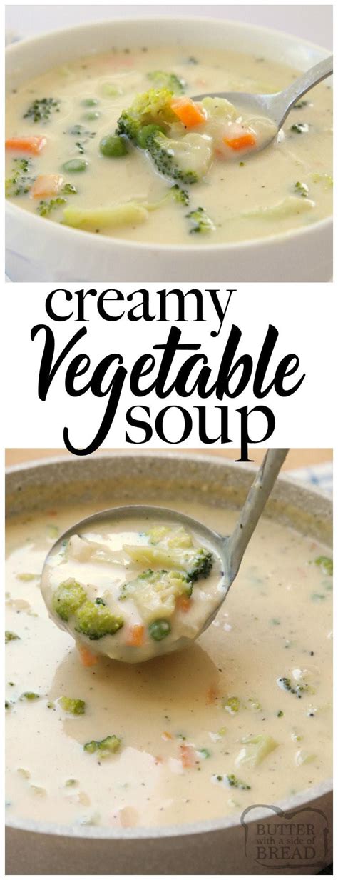 creamy-vegetable-soup-butter-with-a-side-of-bread image