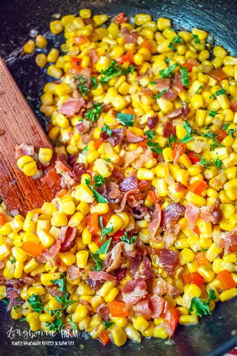 canned-corn-recipe-with-peppers-bacon image