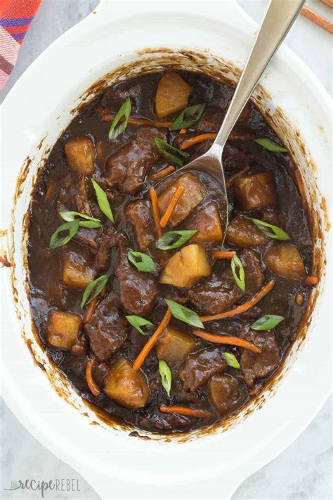 slow-cooker-mongolian-beef-with-pineapple-the-recipe-rebel image