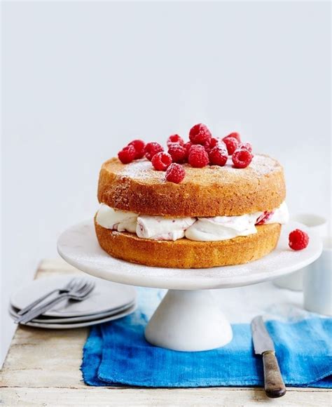 raspberry-and-lemon-sponge-cake-recipe-delicious image