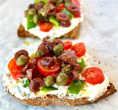 mediterranean-feta-toast-olive-tomato image