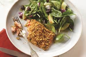 walnut-crusted-trout-with-spinach-pear-salad image