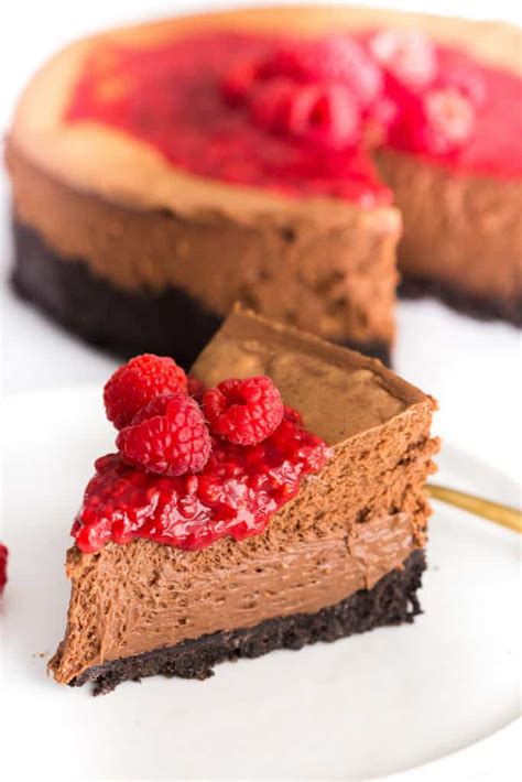 chocolate-cheesecake-with-raspberry-sauce image