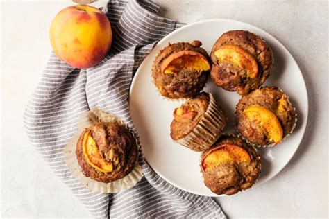 peach-cinnamon-muffins-recipe-food-fanatic image