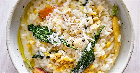 white-risotto-with-corn-carrots-and-kale image