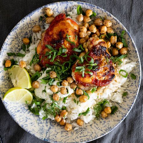 harissa-chicken-thighs-with-crispy-chickpeas-simply image