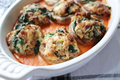 four-cheese-and-sausage-stuffed-mushrooms image