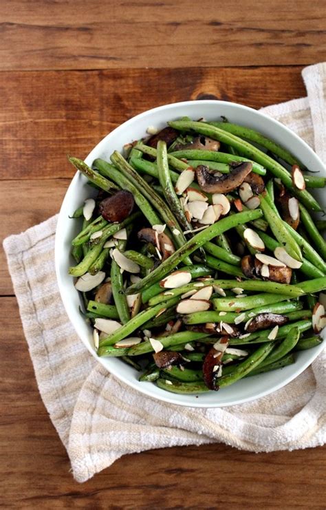 sauted-green-beans-with-mushrooms-almonds image