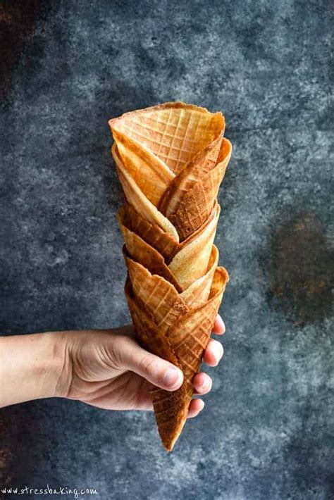homemade-waffle-cones-stress-baking image