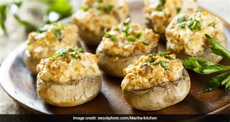 stuffed-mushroom-caps-with-cheese-recipe-ndtv image