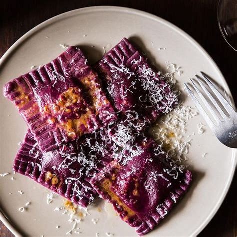 beet-ravioli-with-goat-cheese-ricotta-and-mint image