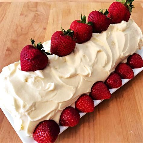 strawberry-shortcake-roll-with-whipped-cream-filling image
