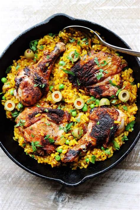 one-pot-chicken-saffron-rice-with-peas-and-olives image