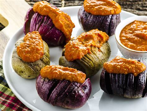 grilled-hasselback-potatoes-with-romesco-sauce image