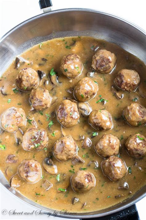beef-meatballs-in-mushroom-gravy-sweet-savory image