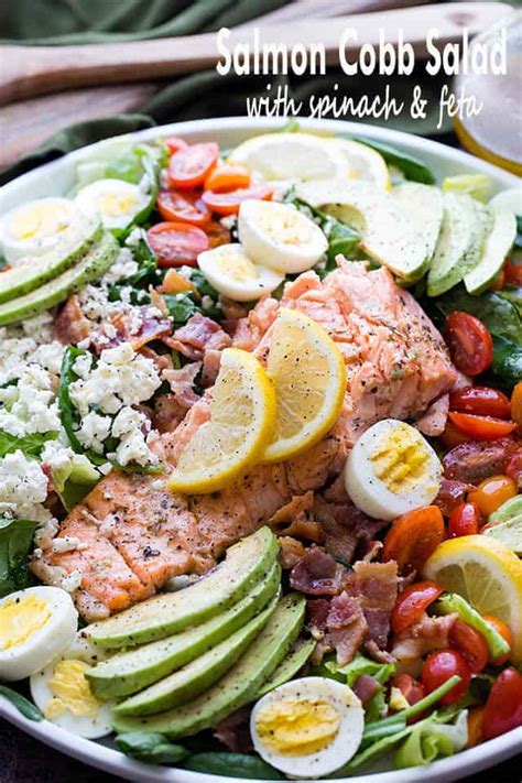 salmon-cobb-salad-with-spinach-and-feta-easy-salmon image