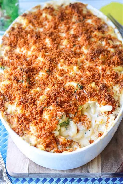 baked-mac-and-cheese-with-broccoli-savory image