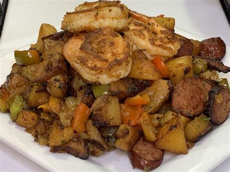 shrimp-sausage-potato-skillet-cooking-with image